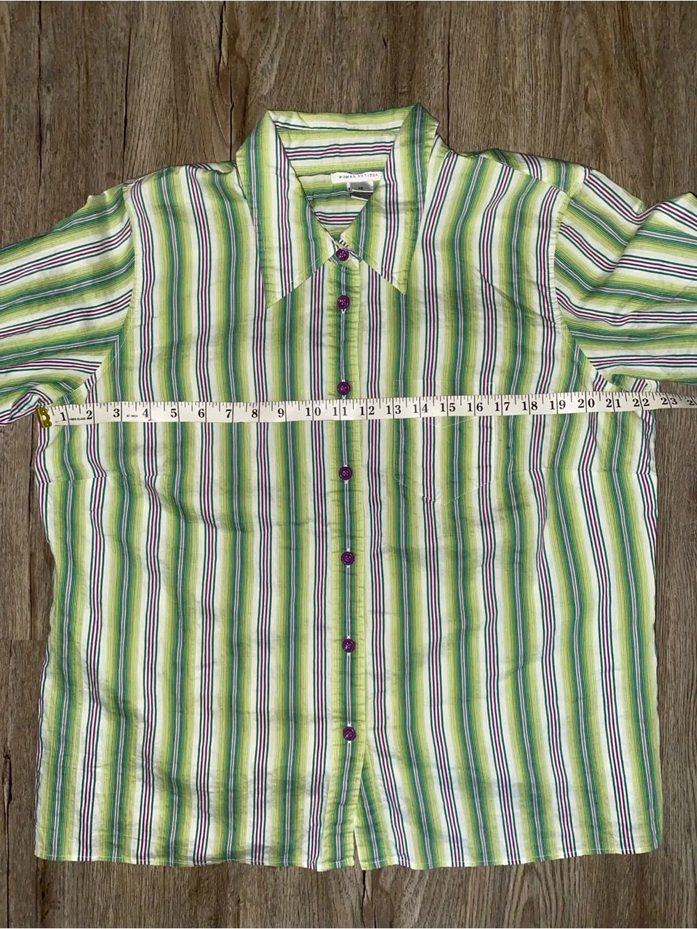 Talbots Green Striped Long-Sleeve Button-Down Shirt Size 1XP - Picture 6 of 6
